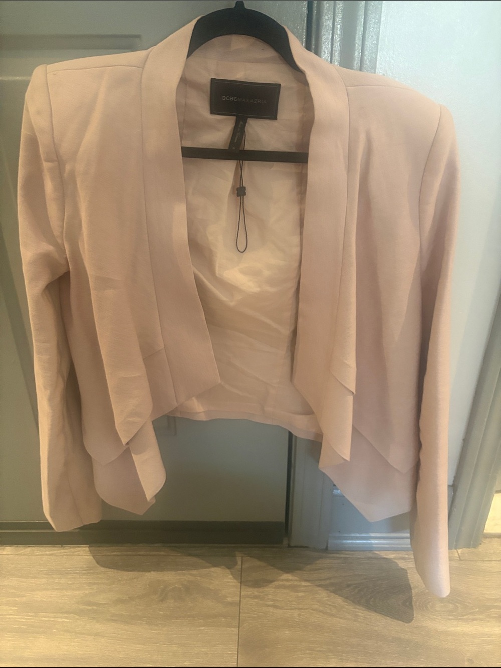 BCBGMaxAzria Blush Pink Draped Open-Front Blazer